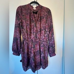 Long sleeved romper burgundy print